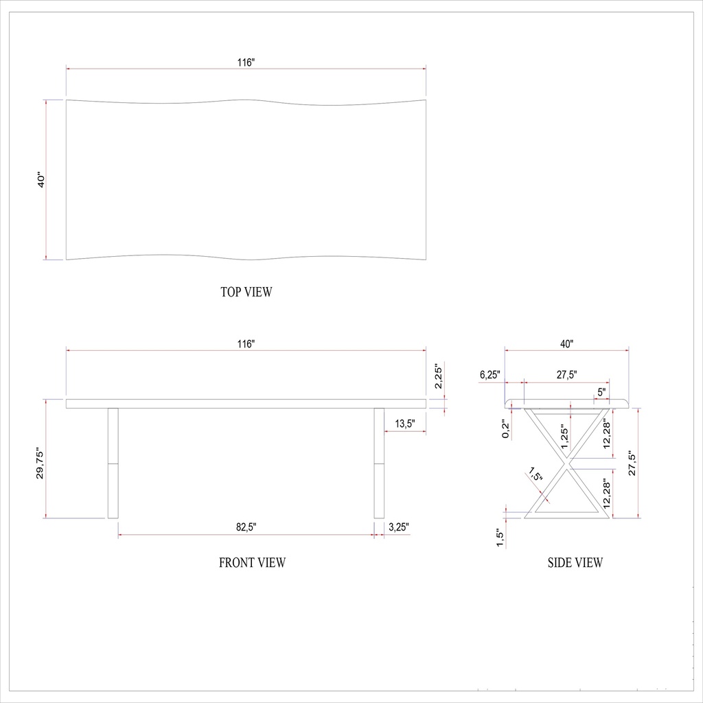 Brooks Dining Table - X Base | Urbia Imports